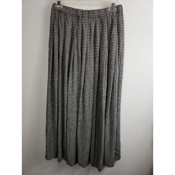 MARISA CHRISTINA WOMEN'S sz large red green checks Pleated Midi Skirt elastic - Picture 7 of 8